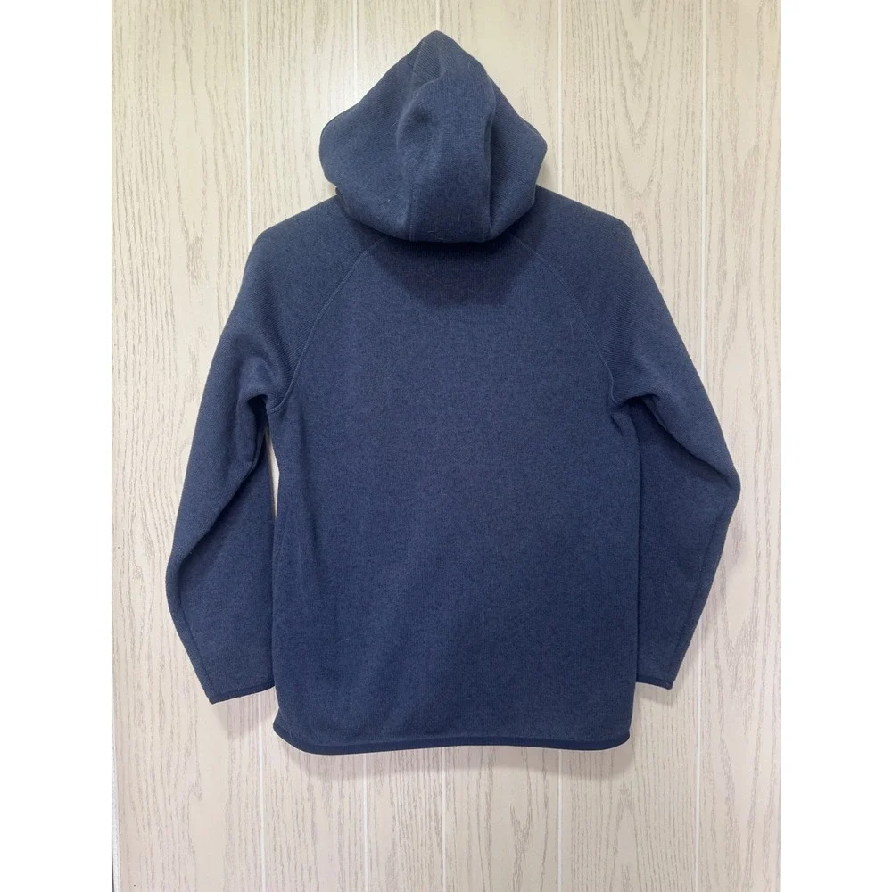 LL Bean Kids Sweater Fleece Hooded Jacket Navy Blue L 14-16 504929